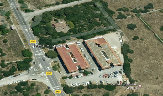 Imagen en Google Maps de la situación geográfica del centro penitenciario de Menorca