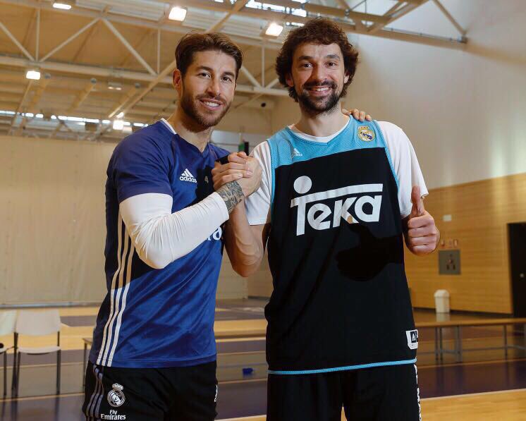 Ramos y Llull, juntos tras el entrenamiento.