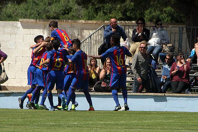 Alegría tras el gol del Barça.