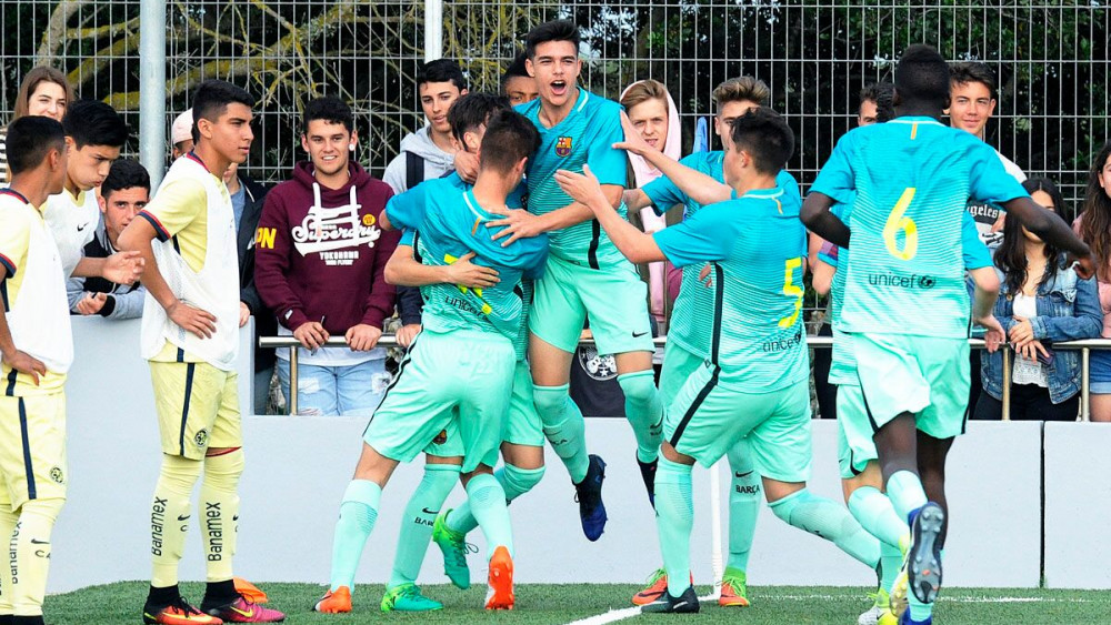 Celebración de uno de los goles del Barça en semifinales (Fotos: Tolo Mercadal)