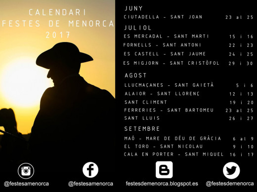 Calendario de fiestas elaborado por festesdemenorca.blogspot.com