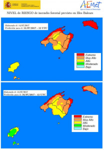 AEMET advierte del peligro existente por el fuerte calor y la tramuntana.