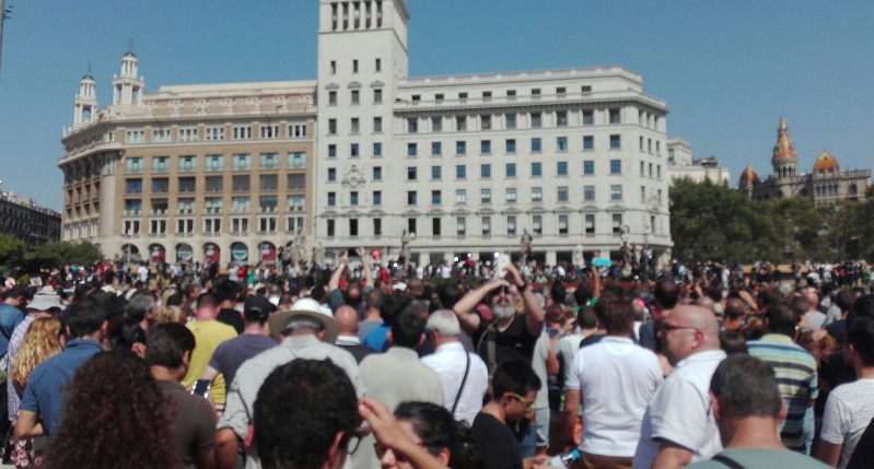 Imagen de la concentración en Plaza Catalunya este viernes