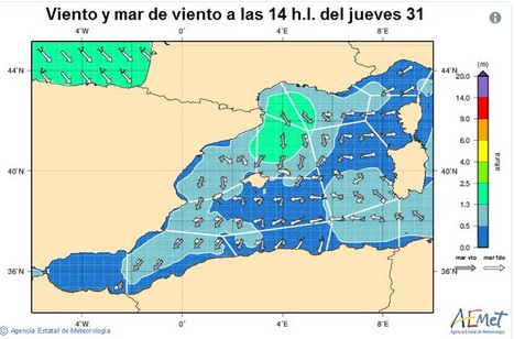 Imagen de las corrientes marítimas (AEMET)