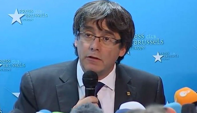 Puigdemont, en la rueda de prensa en Bélgica.