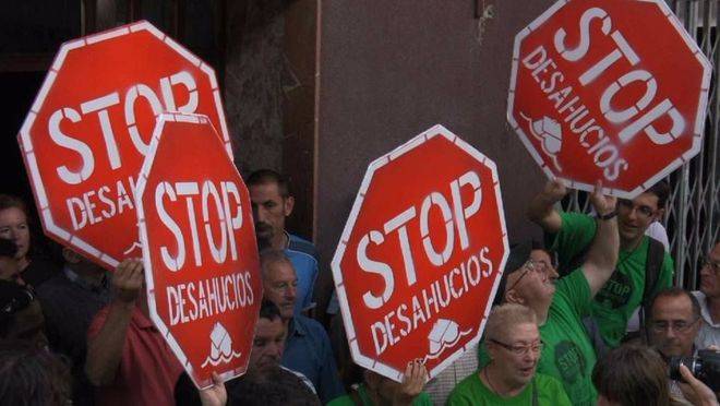 Manifestación contra un desahucio.