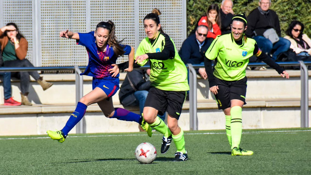 Clara e Irene, en el partido ante el Barça (Foto: @sportingdemahon)