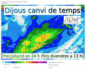 Mapa de predicción de Aemet.