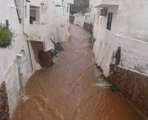 Imagen del torrente de Mercadal tras las lluvias de ayer. Foto: @meteomercadal