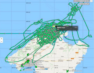 Mapa de rastreo en busca de la avioneta.