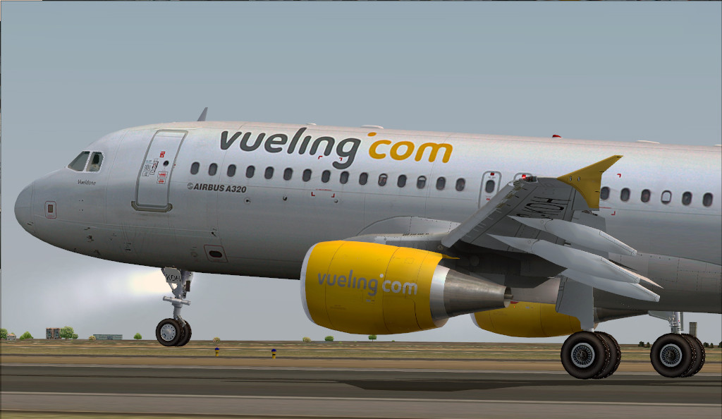 Avión de Vueling despegando.