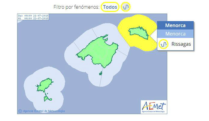 Mapa de alertas de Aemet.