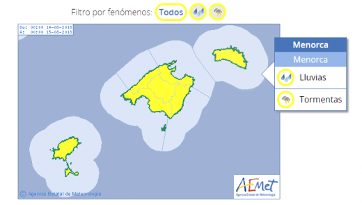 Mapa de alertas de Aemet.