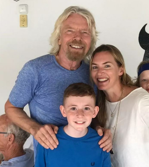 Branson y Winslet, junto al joven Edwards (Foto: Virgin)