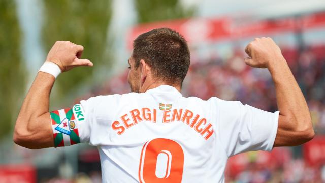 Enrich celebra el gol en Girona (Fotos: laliga.es)