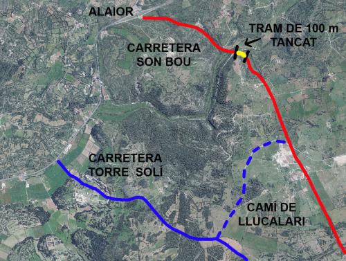 Puntos donde la carretera de Son Bou se cerrará al tráfico por las obras