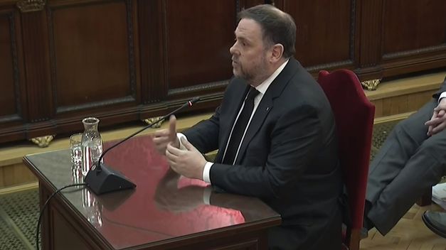 Junqueras, durante su declaración en el juicio del "procés"