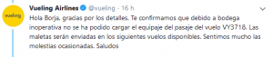 Mensaje de Vueling en Twitter.