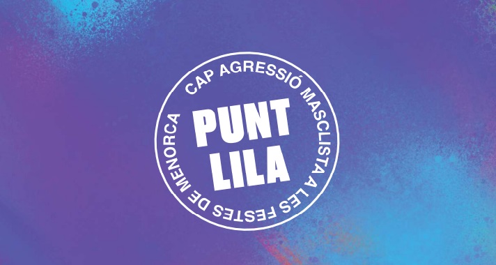 Distintivo del Punt Lila que verás en las fiestas de Menorca