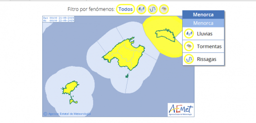 Mapa de alertas de la Aemet.