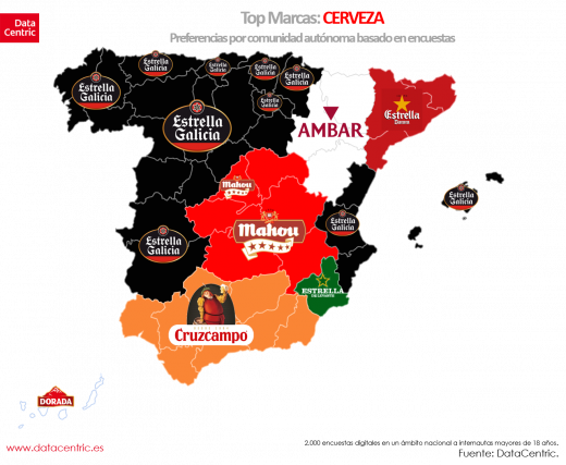 Mapa de las marcas de cervezas preferidas (Fuente: Datacentric)