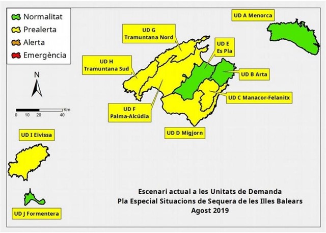 Mapa de las reservas hídricas de Balears.