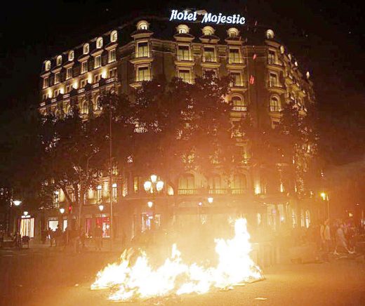 Actos vandálicos anoche en Barcelona (Foto: Mallorcadiario)