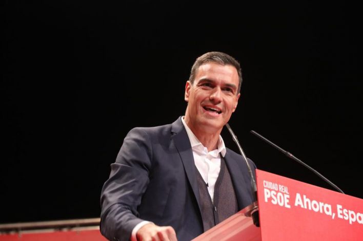 Pedro Sánchez, durante un mítin (Foto: mallorcadiario.com)