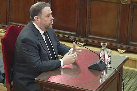 Junqueras, durante su declaración en el juicio del "procés".