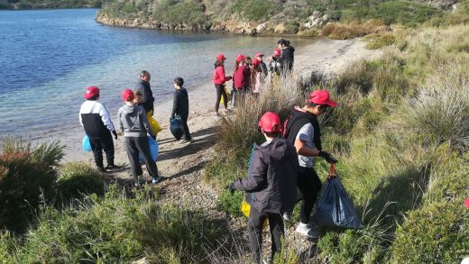 Voluntarios limpiando Cala Teulera