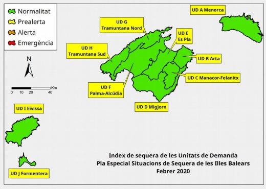 Índices de sequía de Baleares en febrero 2020