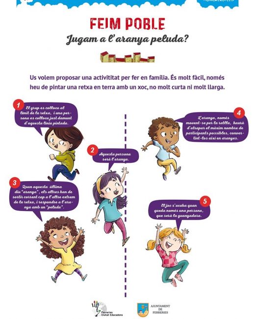 Ideas para compartir juegos con la familia. Cartel del Ayuntamiento de Ferreries