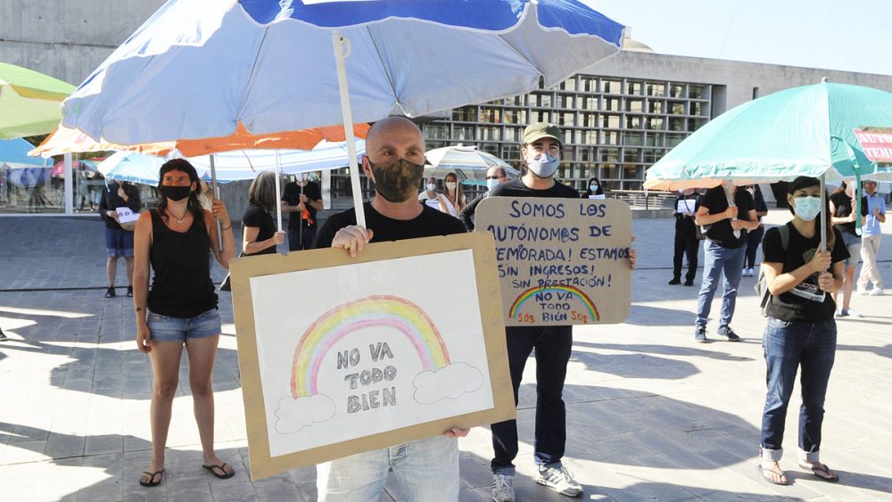 Imagen de la concentración de ACOTEM celebrada esta mañana (Foto: Tolo Mercadal)