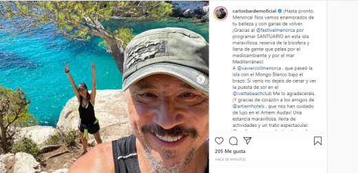 Publicación en Instagram de Bardem.