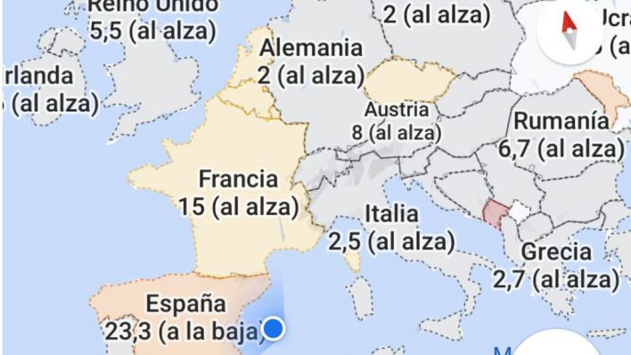 Mapa de contagios de la Covid-19.