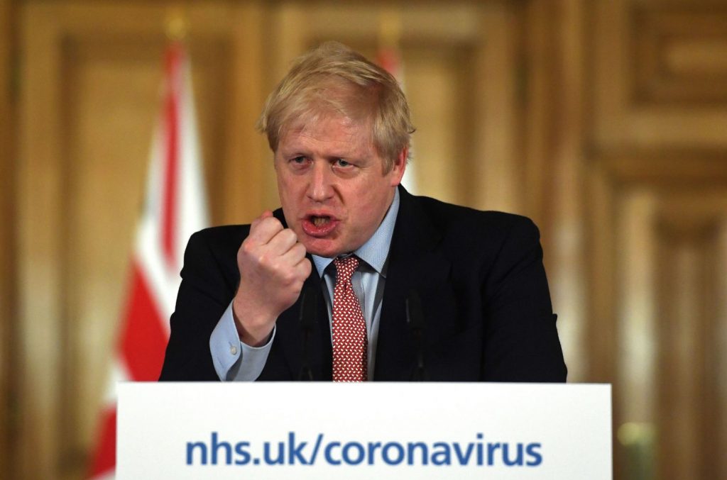 Boris Johnson, en rueda de prensa.