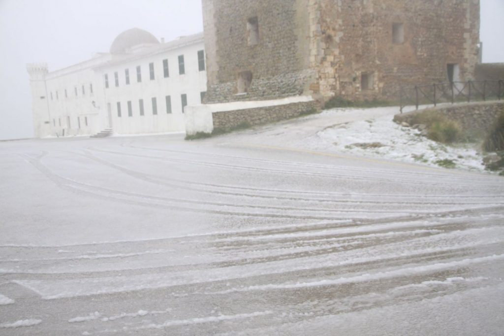 Nieve en Monte Toro en marzo de 2018 (Foto: Meteo Menorca)