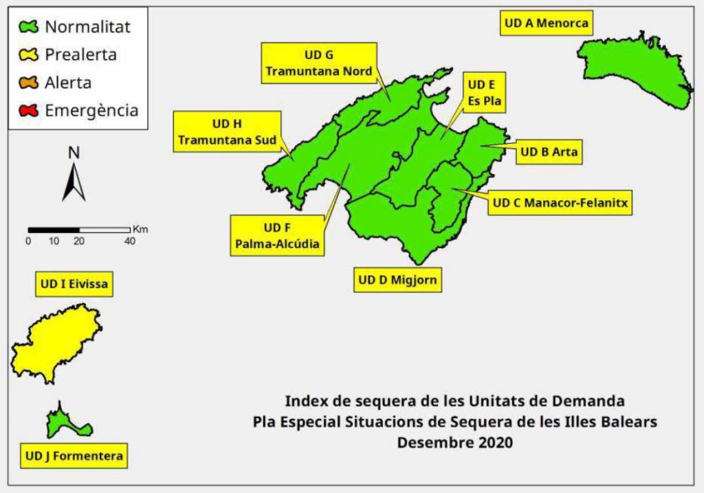 Índice de la sequía en Baleares en diciembre 2020