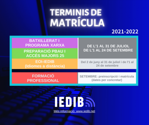 Imagen del calendario del IDEIB