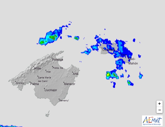 Imagen del radar de la Aemet esta mañana