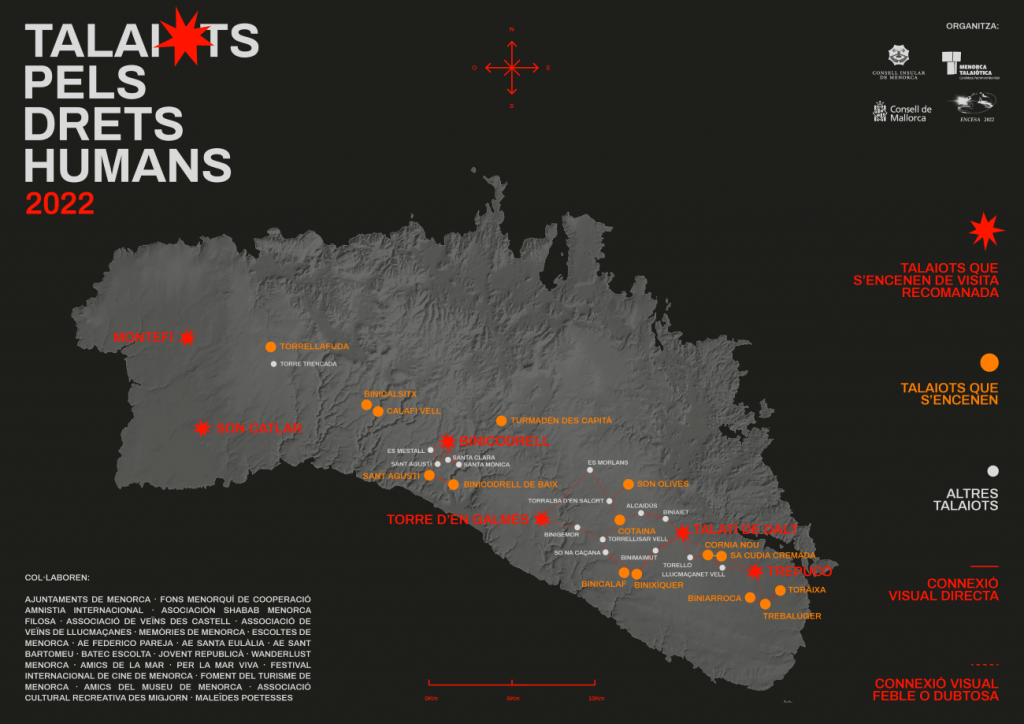 Mapa de los talaiots que se encenderán en Menorca