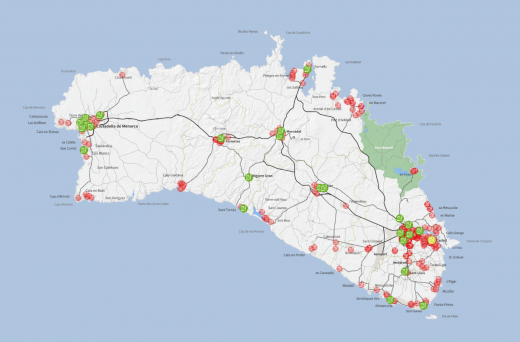 Mapa de los puntos de recarga previstos en el Plan