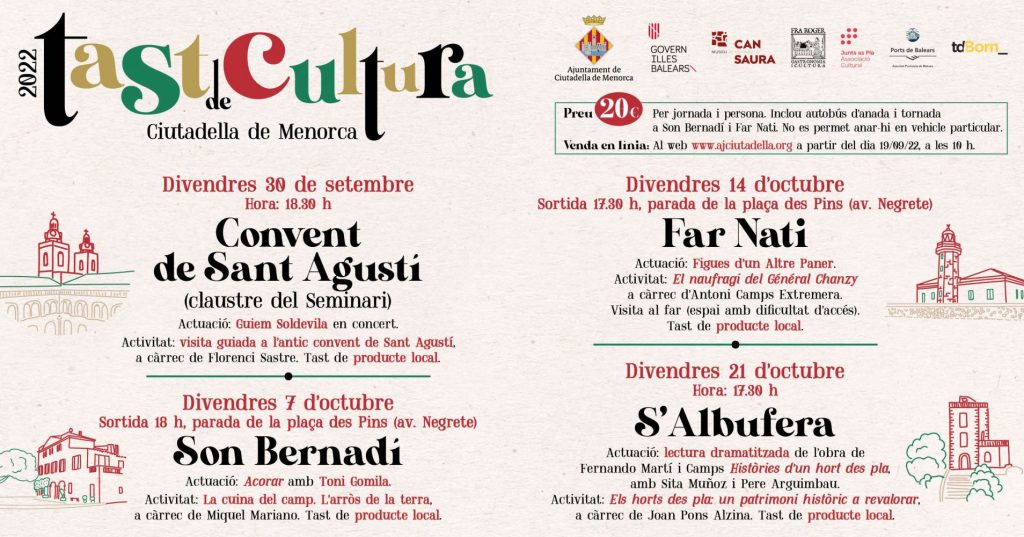 'Tast de cultura' ofrece 4 actividades culturales durante octubre