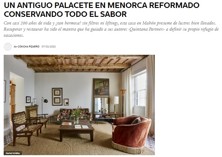 Portada del artículo publicado en Elle Decor