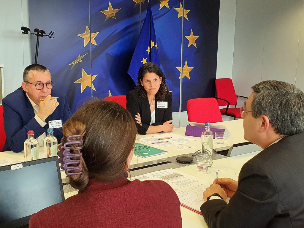 El candidato al Parlament, Miquel A. Maria, y la candidata al Consell, Noemí García, reunidos en Bruselas (Foto: Més per Menorca)