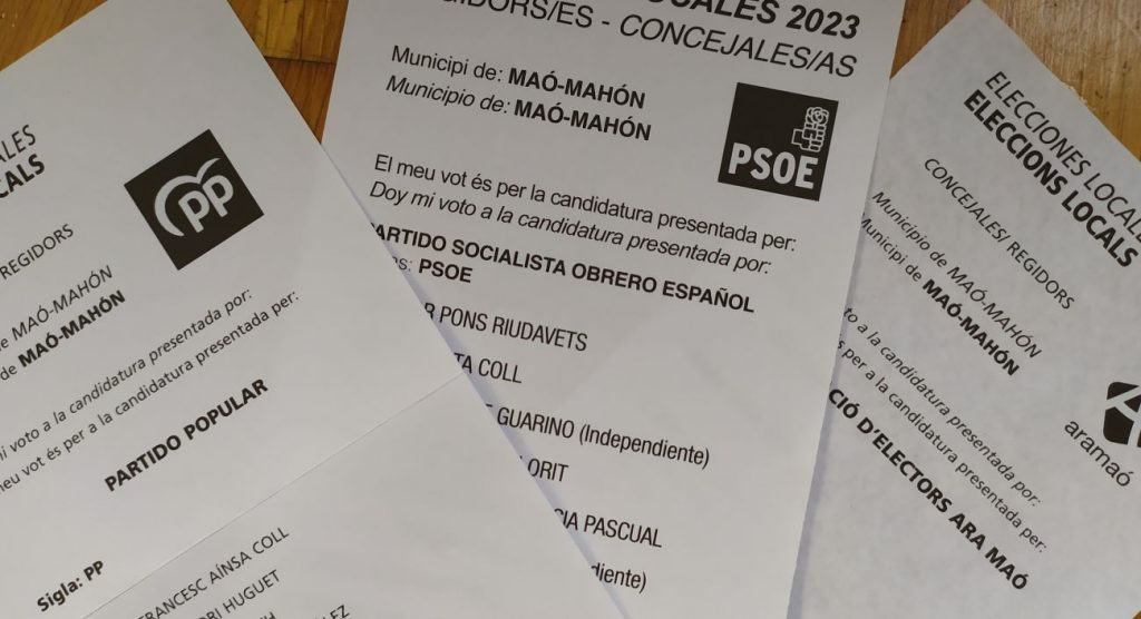 Papeletas electorales de Maó