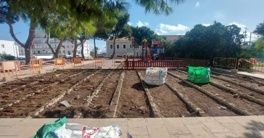 Obras en el parque del Quarter de Santiago.