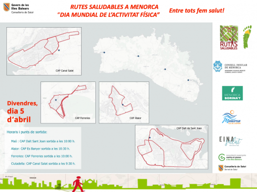 Cuatro rutas saludables marcarán la celebración del Día Mundial de la Actividad Física en Menorca