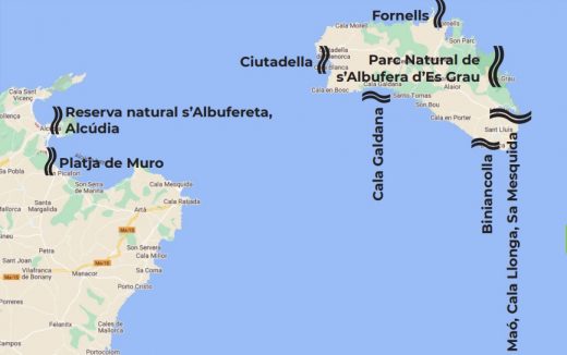 Zonas amenazadas en Menorca. (Greenpeace)
