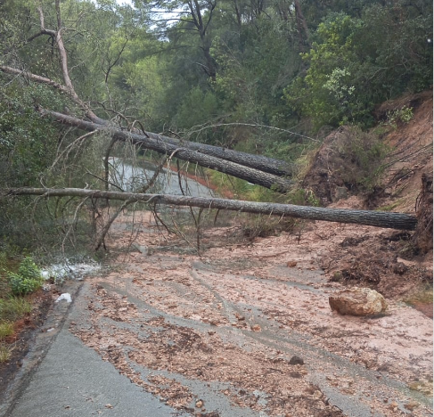 Continúan cerradas varias vías en Menorca por las condiciones meteorológicas.